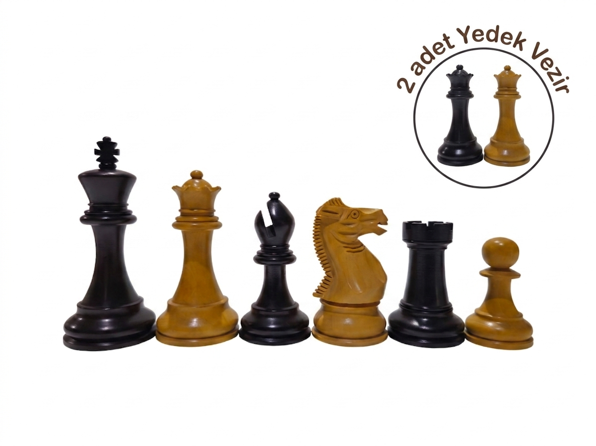 Klasik İngiliz Yedek Vezirli Ahşap Figür 95 mm