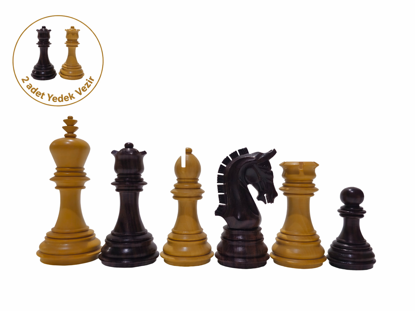 Yeni Imperial Yedek Vezirli Ahşap Satranç Figürü 95 mm