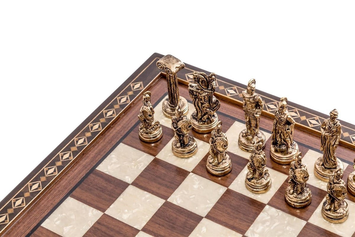 Hero Ceviz Mdl Siyah Satranç Seti  / Metal Figürlü