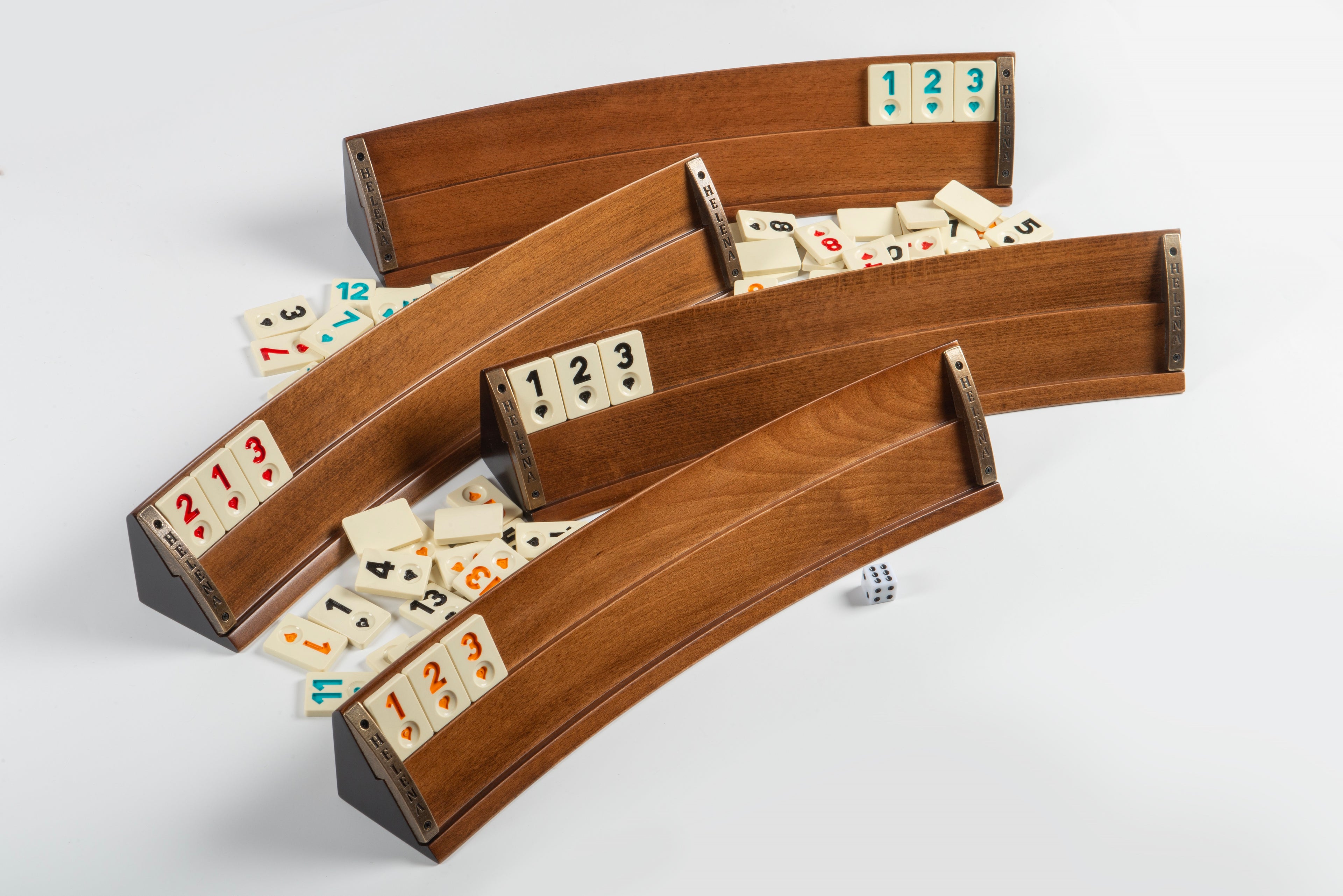 At Motifli Ahşap Oval Okey Takımı