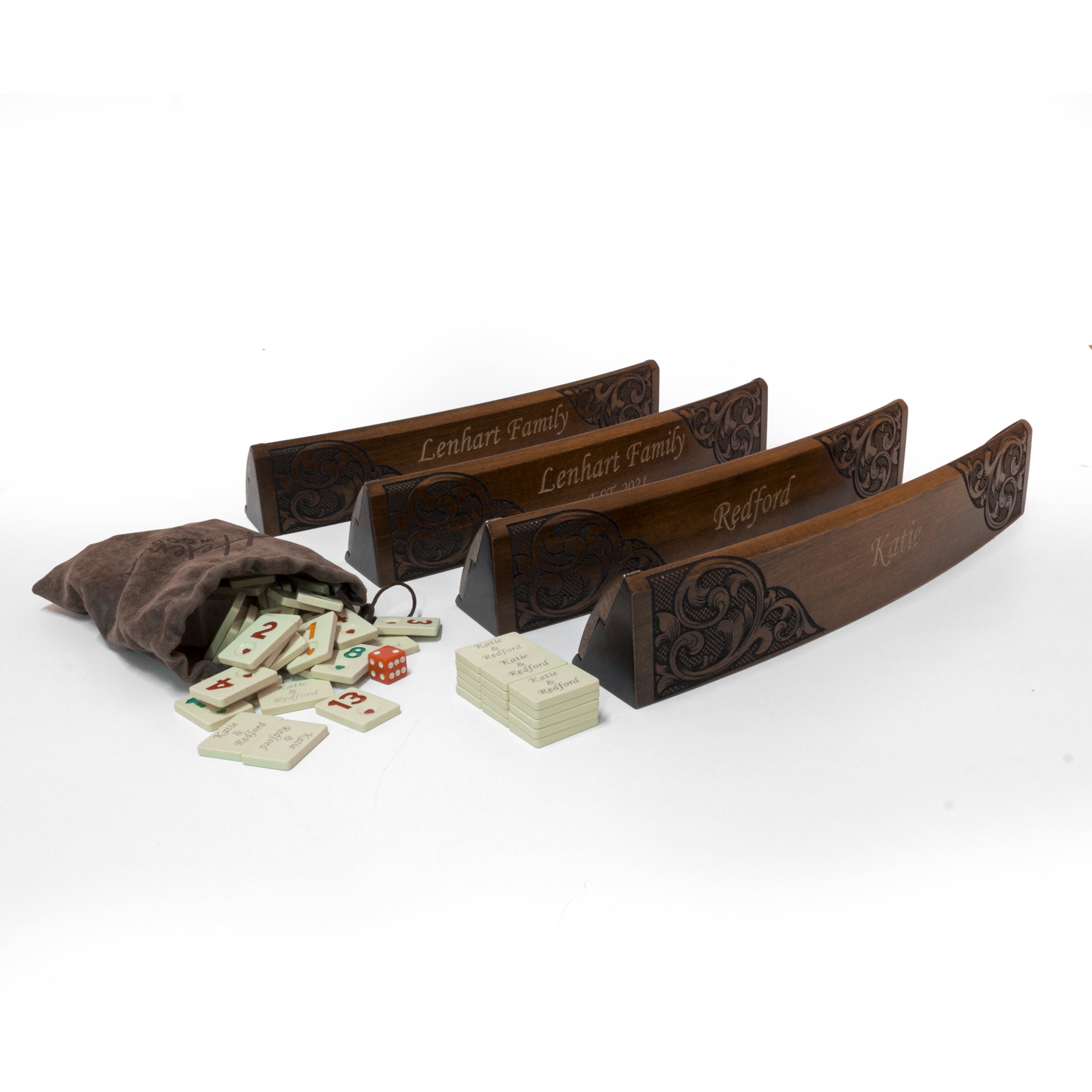 Otantik Motifli Ahşap Oval Okey Takımı