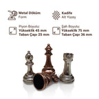 Klasik Metal Döküm Satranç Figür Takımı (Bronz-Gümüş)