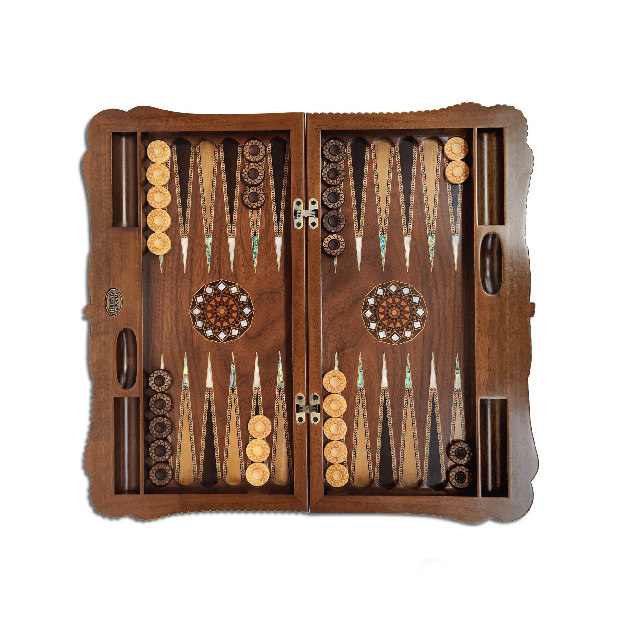 Ottoman Grand Sedef Mozaik Tavla / Ceviz