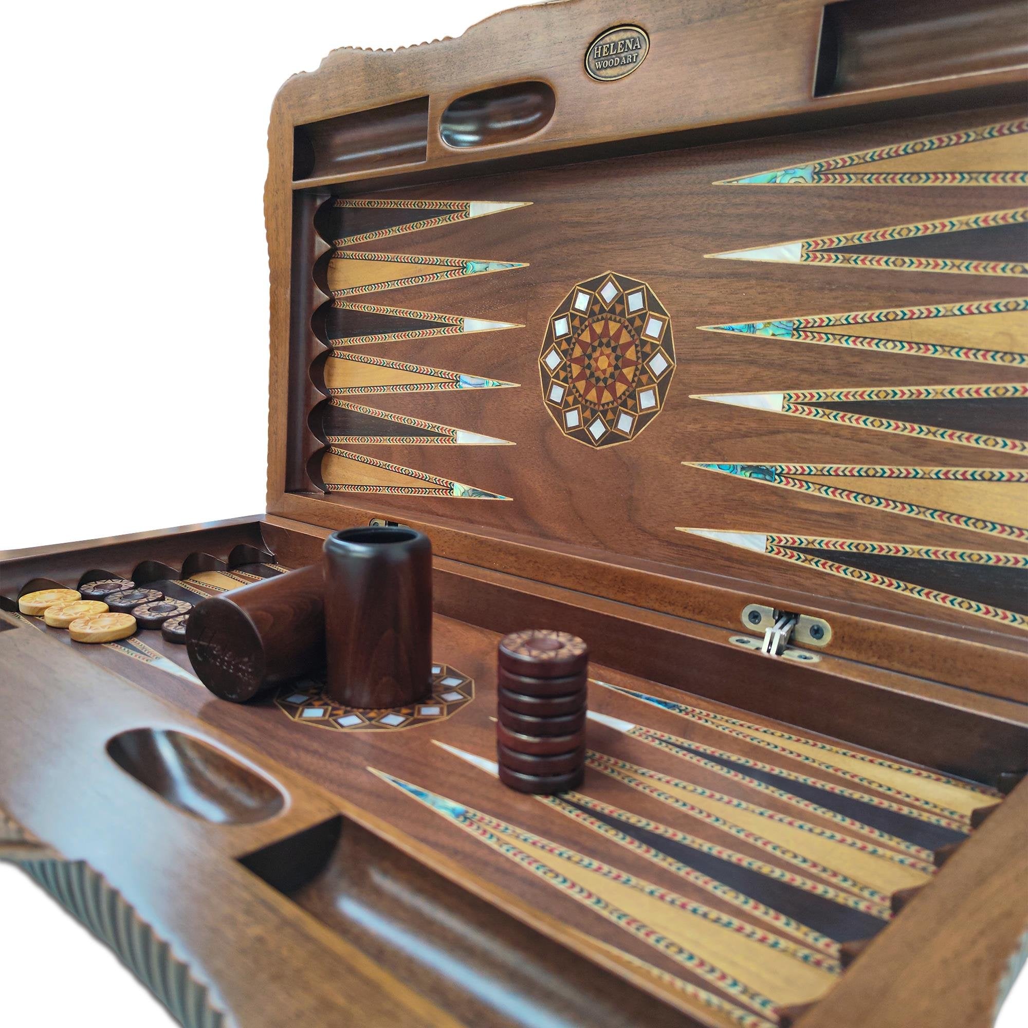 Ottoman Grand Sedef Mozaik Tavla / Ceviz