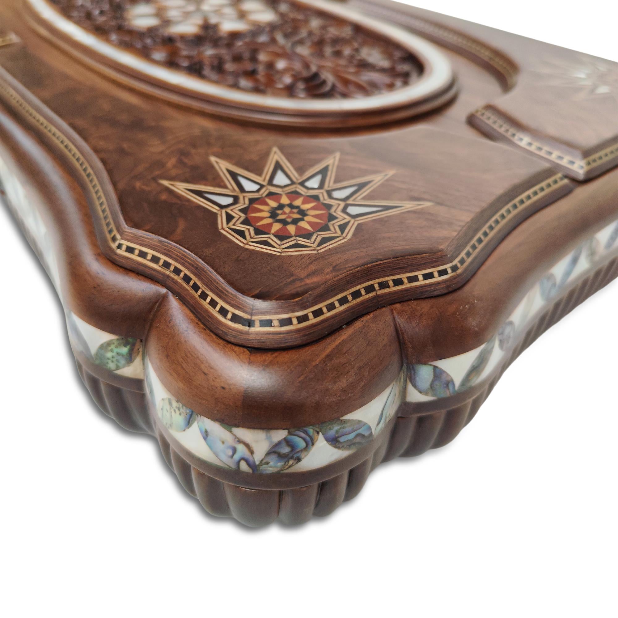 Ottoman Grand Sedef Mozaik Tavla / Ceviz